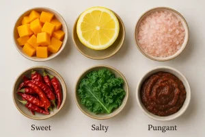 6 rasa (tastes/Food types) in Ayurveda